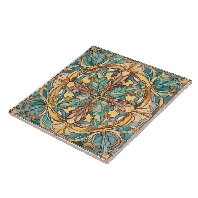 elegant art nouveau pattern  ceramic tile (Side)