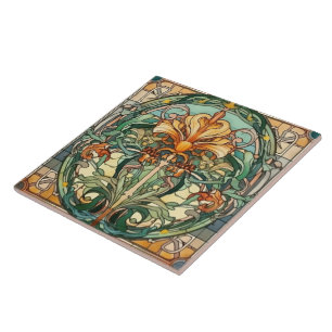 Elegant art nouveau pattern ceramic tile
