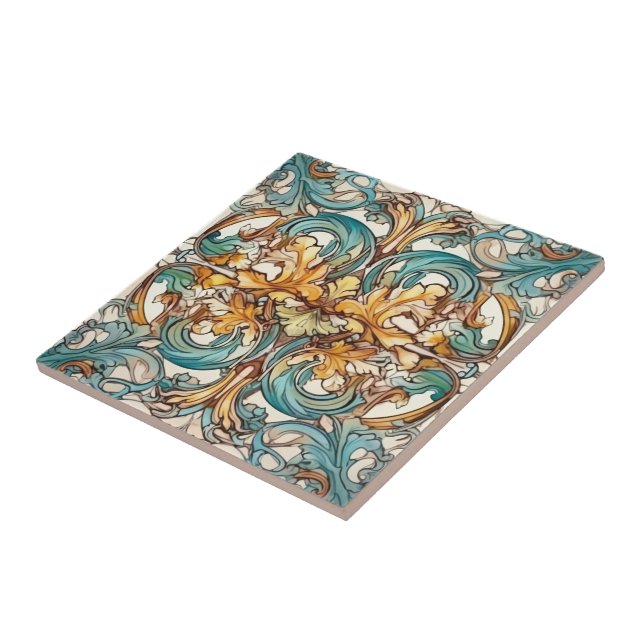 elegant art nouveau pattern  ceramic tile (Side)