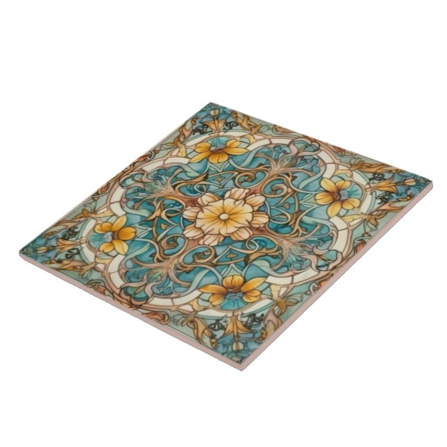 elegant art nouveau pattern  ceramic tile (Side)