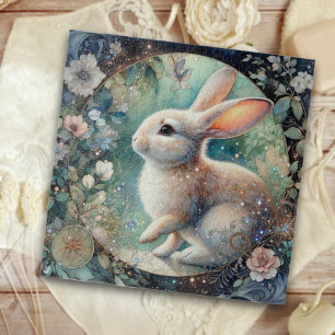 Elegant Art Nouveau Rabbit In Floral Frame Easter Jigsaw Puzzle