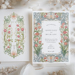 Elegant Art Nouveau Red Tulips Wedding Invitation<br><div class="desc">This exquisite Art Nouveau wedding invitation features a stunning hand-painted design of red tulips intertwined with intricate green foliage, creating an elegant floral border that frames the wedding details. The ornate floral elements, highlighted in soft pastels and detailed scrollwork, add a touch of vintage charm to the invitation. The delicate...</div>