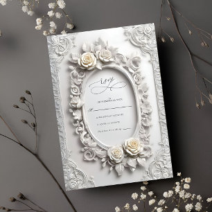 Elegant Art Nouveau Rose Frame Wedding RSVP Card