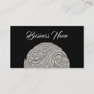 Elegant  art nouveau silver black medallion  business card
