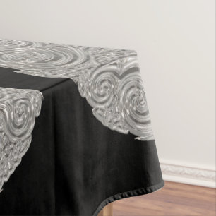Elegant  art nouveau silver black medallion  tablecloth