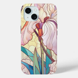 Elegant Art Nouveau Stained Glass Iris Butterfly  iPhone 15 Case