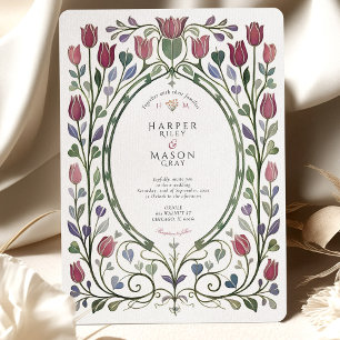 Elegant Art Nouveau Tulip Floral Wedding Invitation