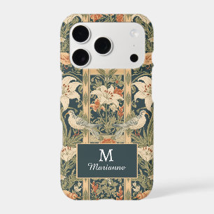Elegant Art Nouveau Vintage Botanical Bird Lily