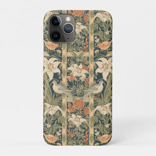 Elegant Art Nouveau Vintage Botanical Bird  Lily iPhone 11 Pro Case