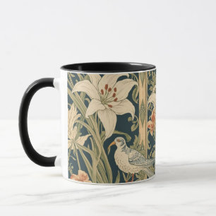 Elegant Art Nouveau Vintage Botanical Bird Lily Mug