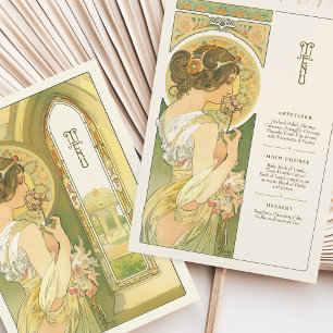 Elegant Art Nouveau Wedding Menu Card