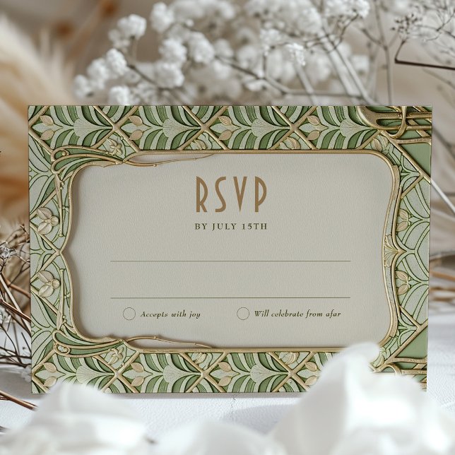 Elegant Art Nouveau Wedding RSVP Card (Creator Uploaded)