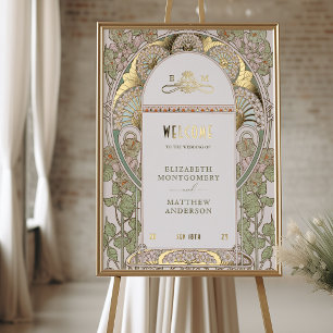 Elegant Art Nouveau Welcome Sign