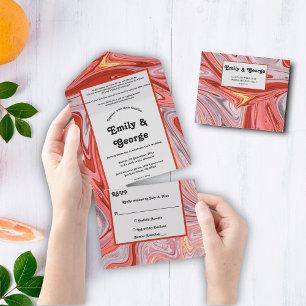 Elegant Artful Colourful Lava Abstract Wedding All In One Invitation