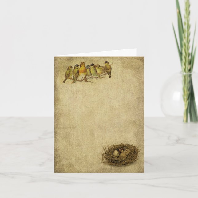 Elegant & Artistic Birds & Nest Note Cards (Front)