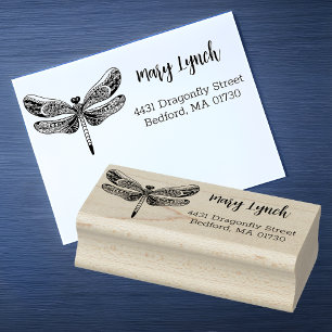 Elegant Artistic Dragonfly Return Address Rubber Stamp