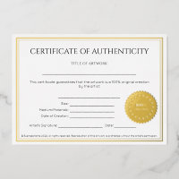 Elegant Artist's Certificate of Authenticity
