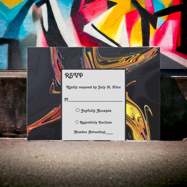 Elegant Artsy Abstract Modern Minimal Chic Wedding RSVP Card (Creator Uploaded)