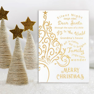 Elegant Artsy Christmas Tree on White Foil Card