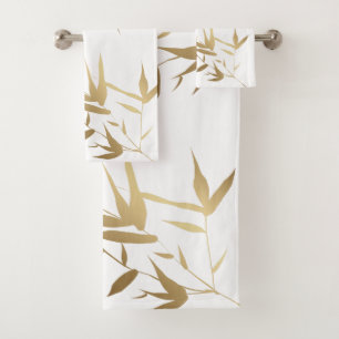 Elegant Asian Black Gold Bamboo bath Bath Towel Set