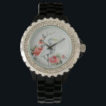 Elegant Asian Crane and Blossom Art Watch<br><div class="desc">Pretty intricate crane and flowers Asian painting.</div>