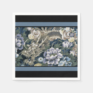 Elegant Asian Dragon Floral Pattern Napkins