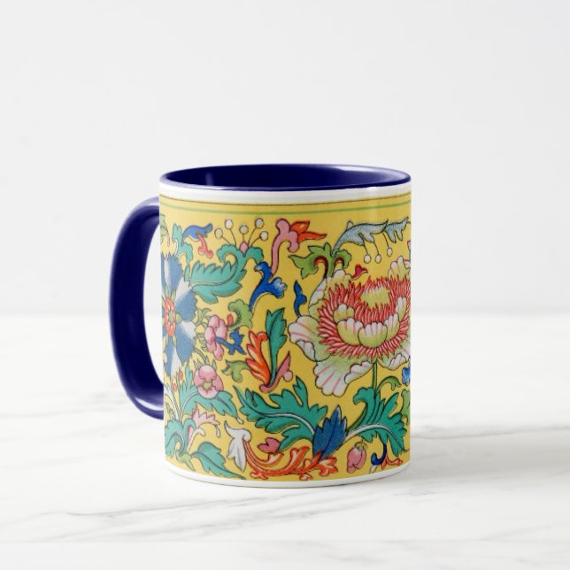 Elegant Asian Floral Pattern Beautiful Background Mug (Front Left)