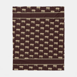 Elegant asian gladioli flowers floral brown fleece blanket