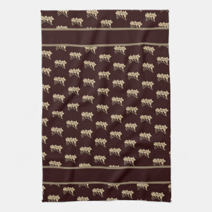Elegant asian gladioli flowers floral brown tea towel