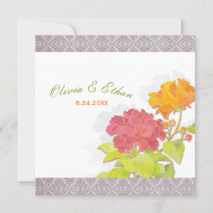 Elegant Asian Peony Floral Wedding Invitation