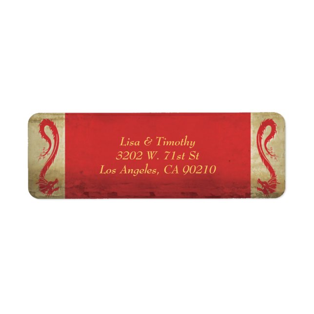 Elegant Asian Theme Red Dragon Wedding  Return Address Label (Front)