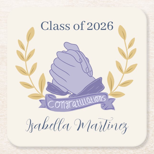 Elegant ASL Congratulations Graduation Coasters (Front)