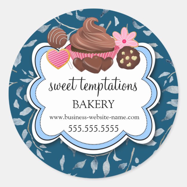 Elegant Assorted Desserts Bakery Packaging  Classic Round Sticker (Front)