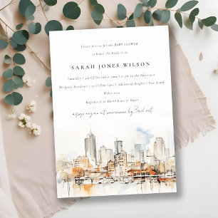 Elegant Atlanta Georgia Landscape Baby Shower Invitation