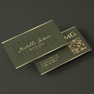 Elegant Attorney At Law Firm Army Green Business Card