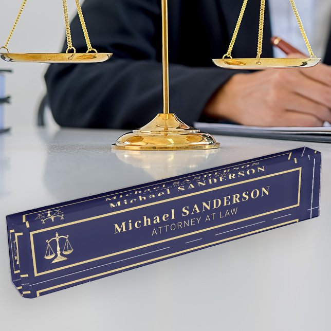 Elegant attorney at law professional gold navy nameplate (Creator Uploaded)