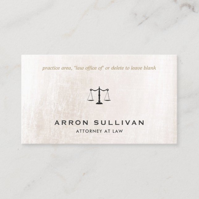 Elegant Attorney Ivory White Marble Business Card (Front)