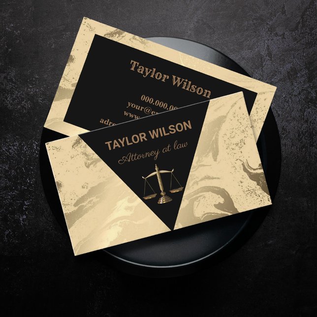 Elegant attorney legal lawyer black and gold business card (Luxury business card - attorney at law, lawyer, judge )