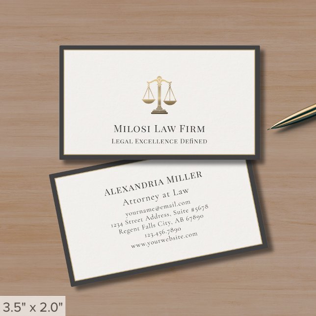 Elegant Attorney Legal Office Law Firm Business Card (Creator Uploaded)