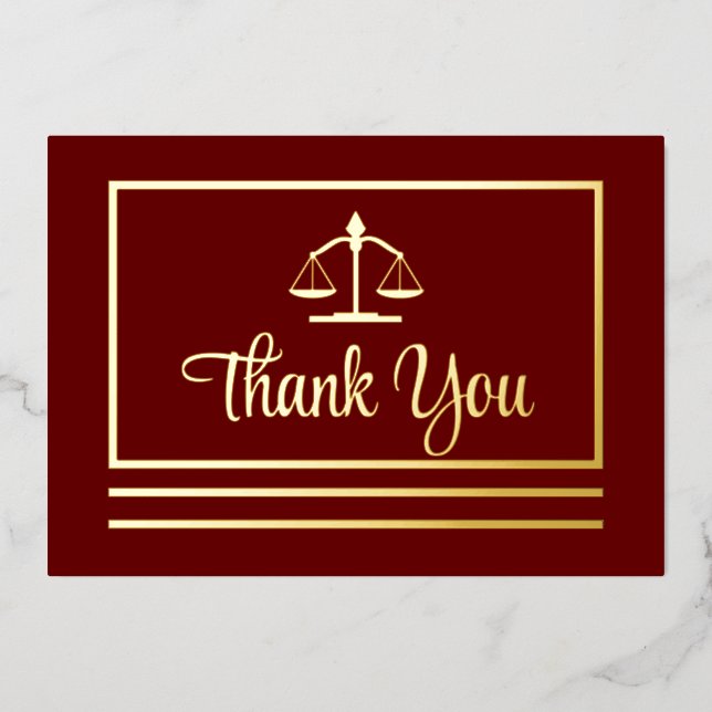 Elegant Attorney Thank You Foil Postcard (Front)