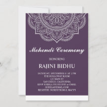 Elegant Aubergine Paisley Indian Mehndi Ceremony