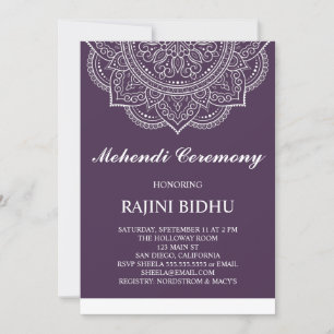 Elegant Aubergine Paisley Indian Mehndi Ceremony