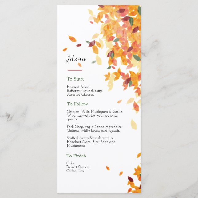 Elegant Auburn Leaves Menu (Front)