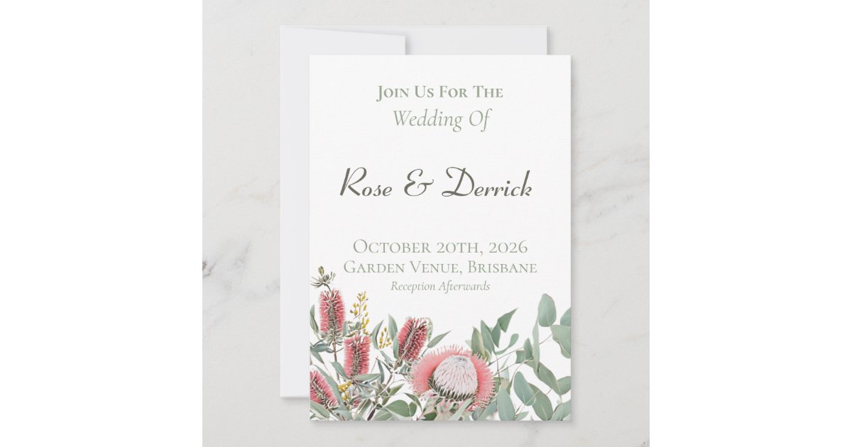 Native Program Invitation Elegant Australian Native Floral Invitation | Zazzle