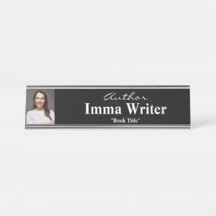 Elegant Author Name & Photo Promotional Table Desk Name Plate