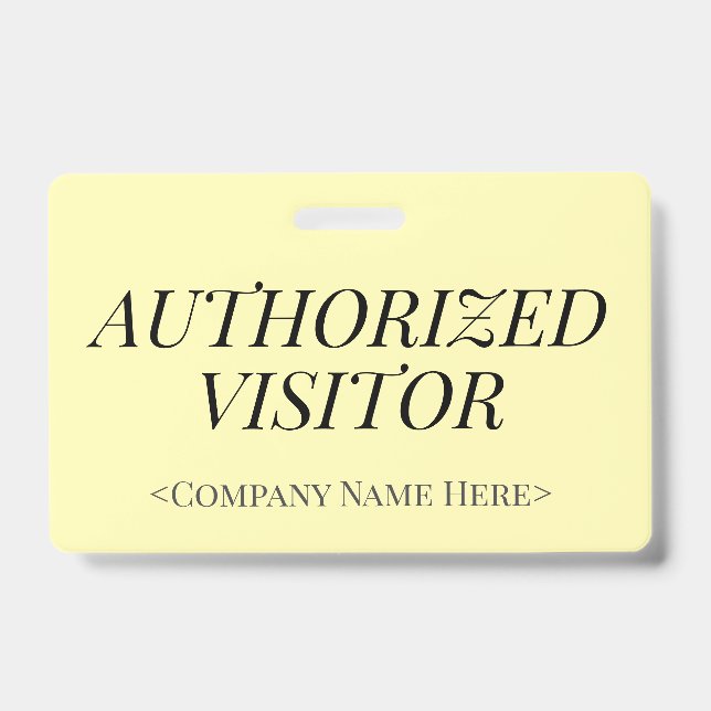 Elegant "AUTHORIZED VISITOR" Badge ID Badge (Front)