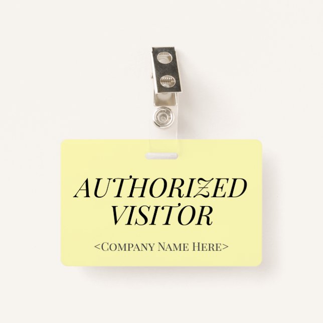 Elegant "AUTHORIZED VISITOR" Badge ID Badge (Front with Clip)
