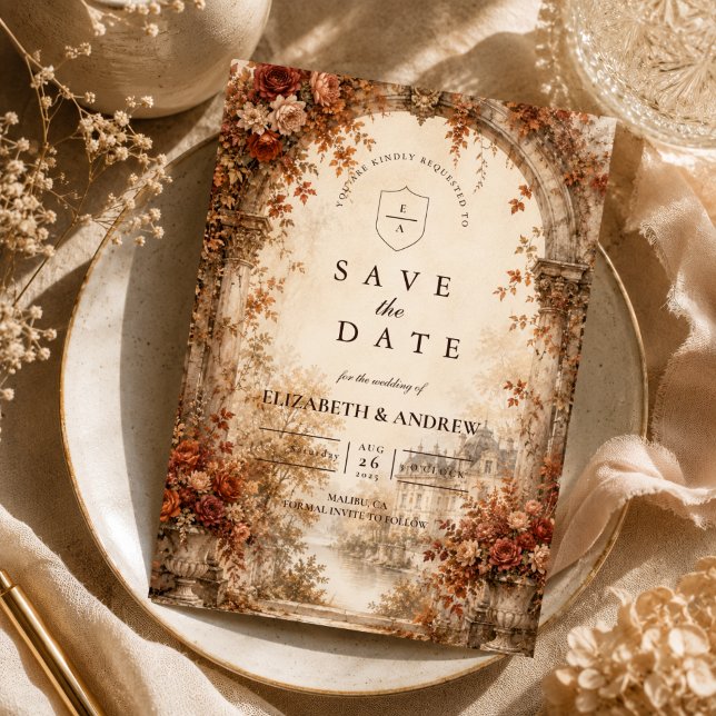 Elegant Autumn Arch Wedding Save The Date (Creator Uploaded)