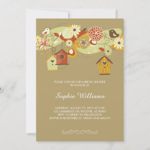 Elegant Autumn Birdhouses Bridal Shower Invitation