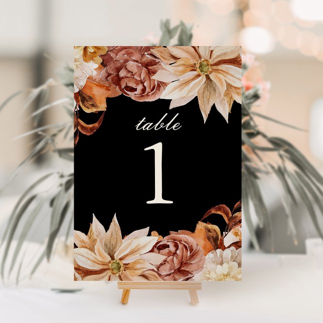 Elegant Autumn Black Wedding Table Number (Creator Uploaded)